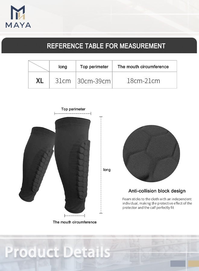 Maya Flexible Calf Protection Leggings Soccer Shin Guards for Adults High Impact Resistant with Anti-Collision Technology Ankle Support Gear Football （Black XL） - Image 4